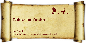 Makszim Andor névjegykártya
