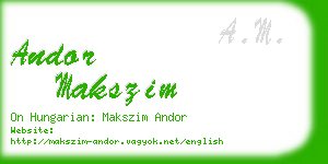 andor makszim business card